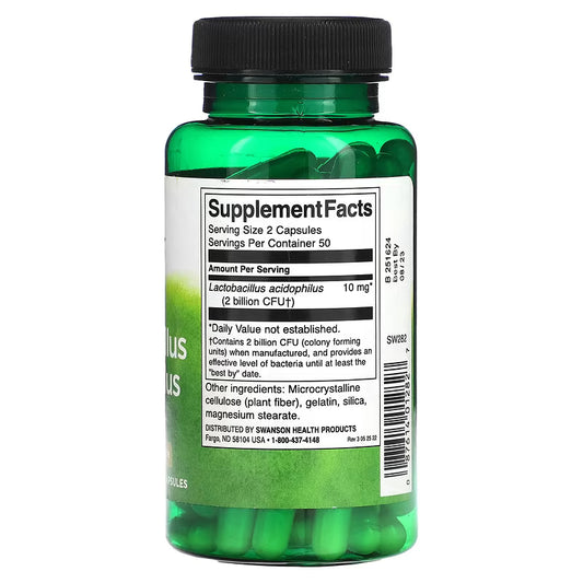 SWANSON Lactobacillus Acidophilus, 1 Billion CFU, 100 Capsules SWANSON