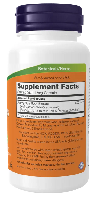 Now Foods - Astragalus Extract, 500mg - 90 vegan capsules Now Foods