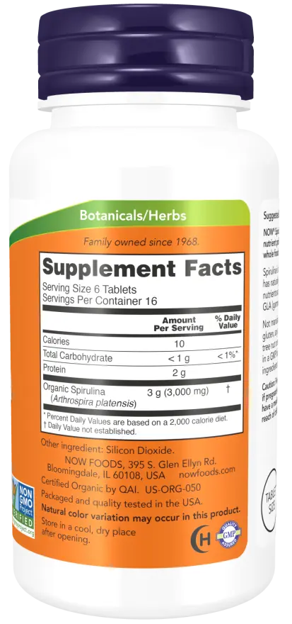 Now Foods - Spirulina, 500 mg, 100 Tablets Now Foods