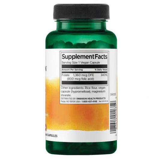 SWANSON FOLIC ACID 800 MCG 250 capsules SWANSON