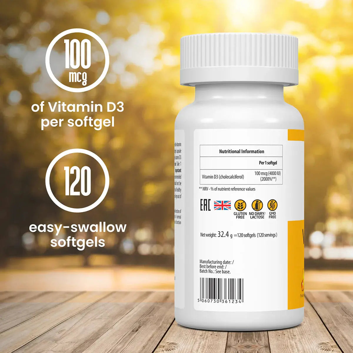 UltraVit Vitamin D3 4000IU 120 softgels UltraVit